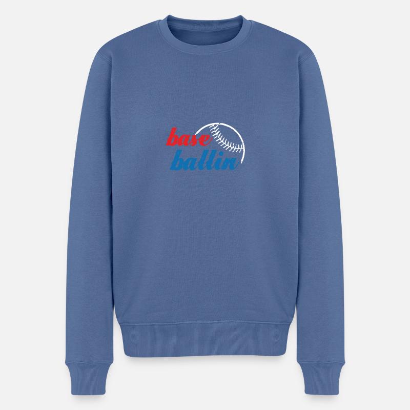 baseball ballin - Männer Premium Bio Pullover - Taubenblau