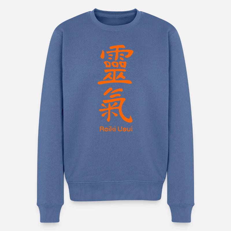 Reiki Usui - Pull Premium bio Homme - bleu pigeon