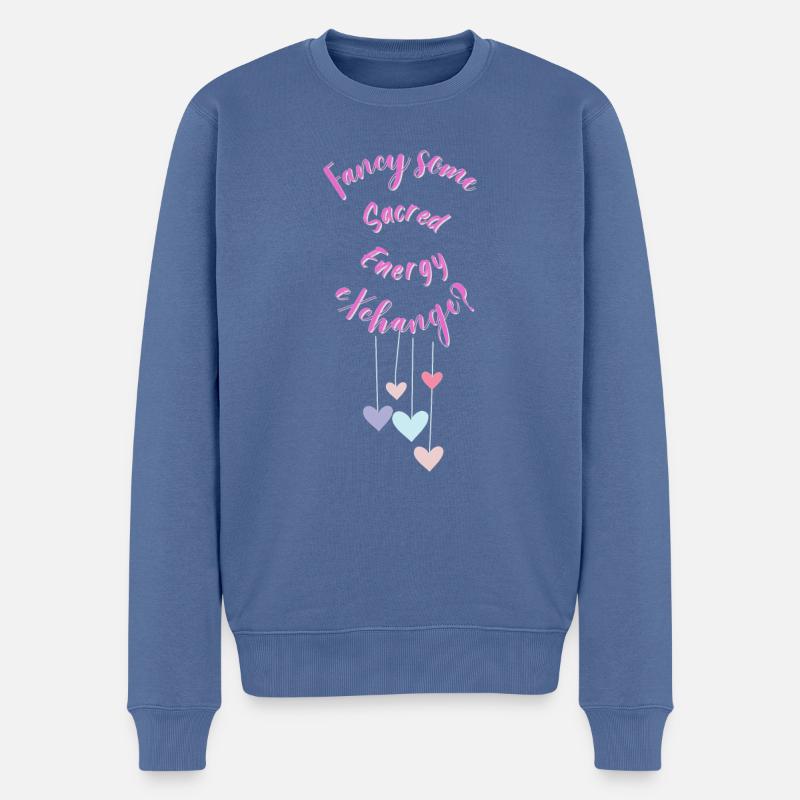 Envie d’un échange d’énergie sacré ? - Pull Premium bio Homme - bleu pigeon
