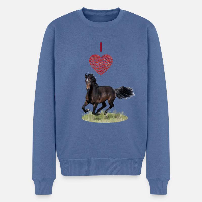 J'adore les chevaux - J'adore les chevaux - Pull Premium bio Homme - bleu pigeon