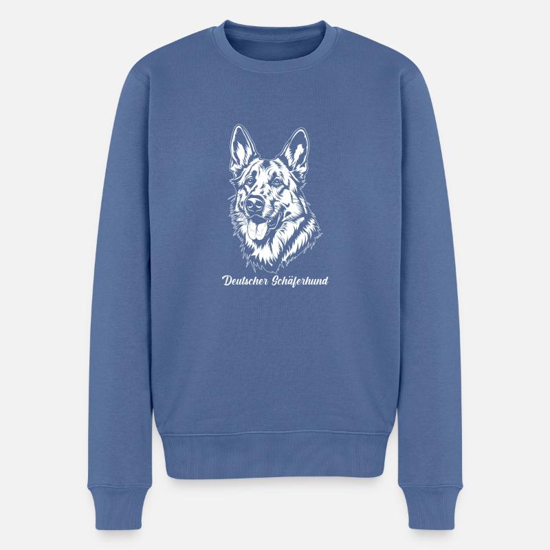 Hund Deutscher Schäferhund - Männer Premium Bio Pullover - Taubenblau
