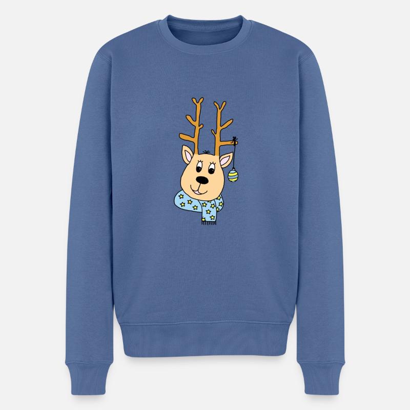 Frohe Weihnachten wünscht das Rentier - Männer Premium Bio Pullover - Taubenblau
