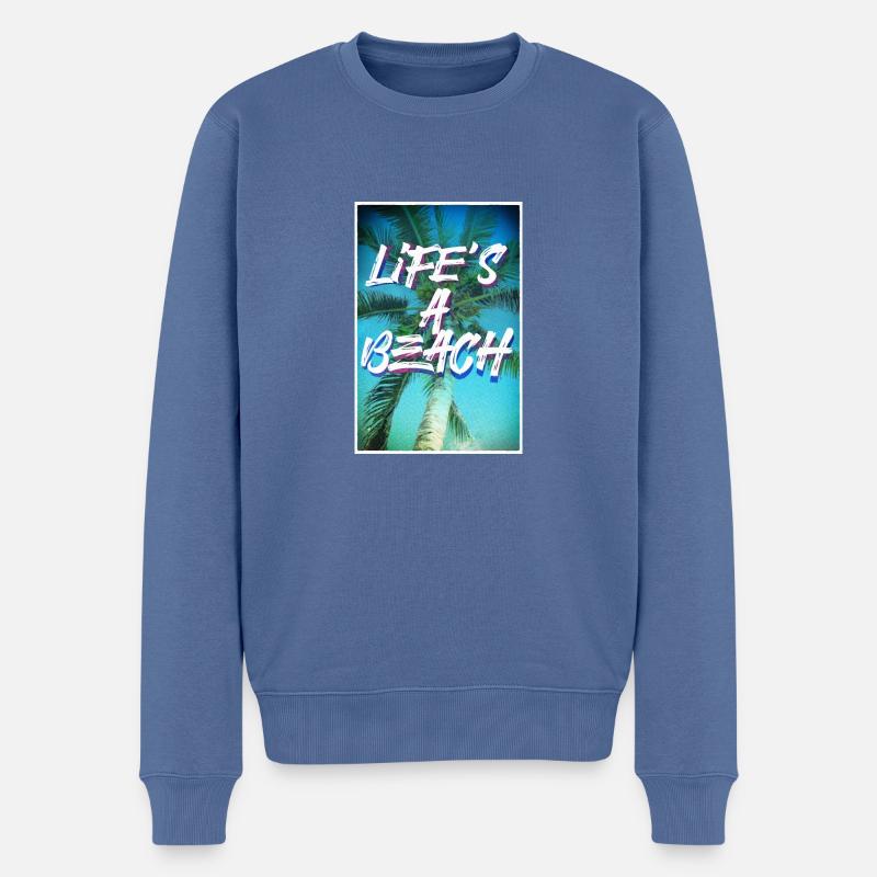 La vie est un portrait d'affiche de plage - Pull Premium bio Homme - bleu pigeon