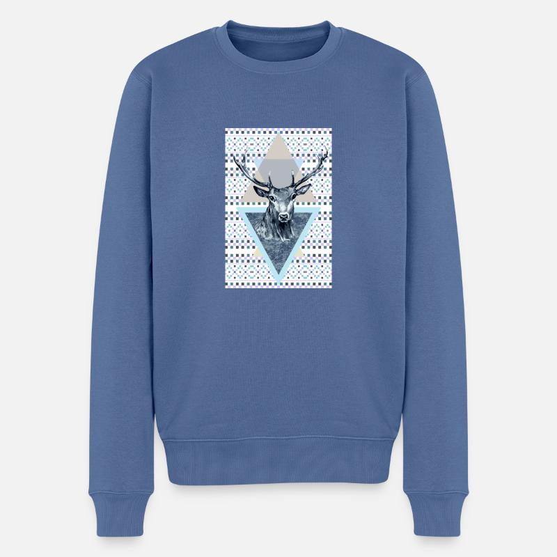 Hirschkönig des Waldes - Männer Premium Bio Pullover - Taubenblau