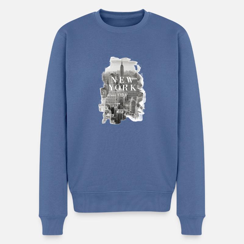 New York City - Pull Premium bio Homme - bleu pigeon