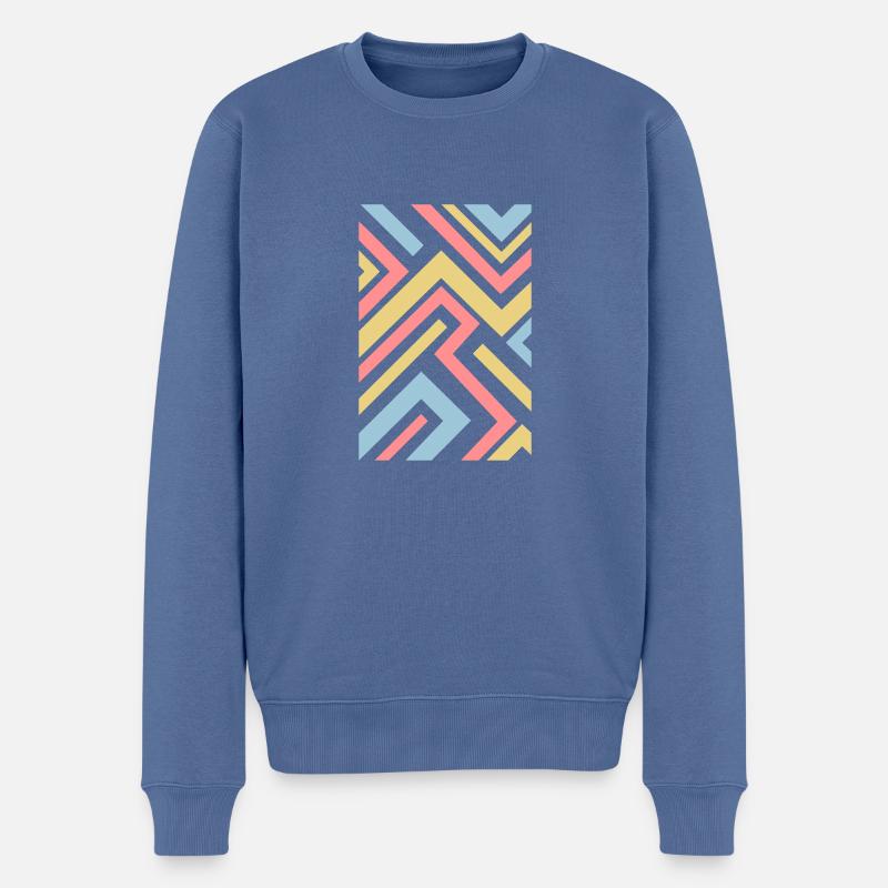 Linien Muster - Männer Premium Bio Pullover - Taubenblau