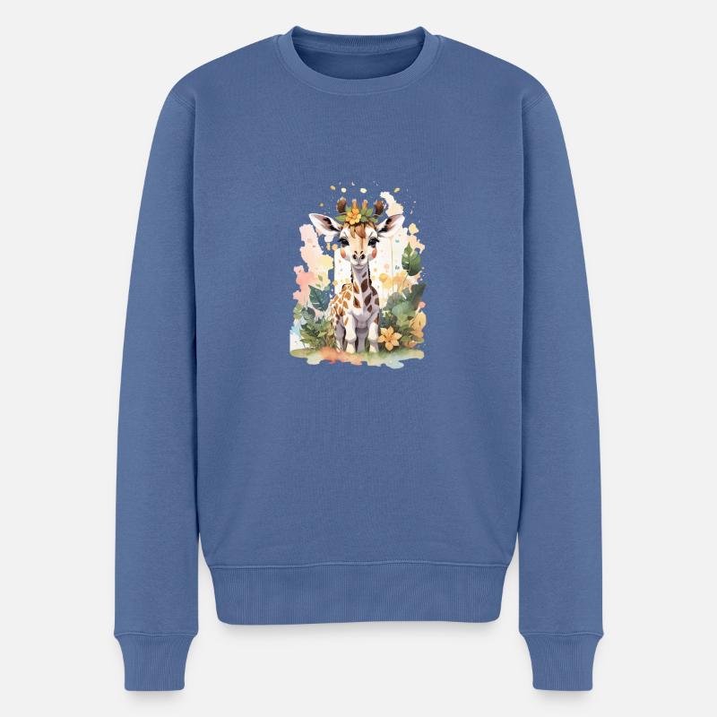 Giraffe - Männer Premium Bio Pullover - Taubenblau