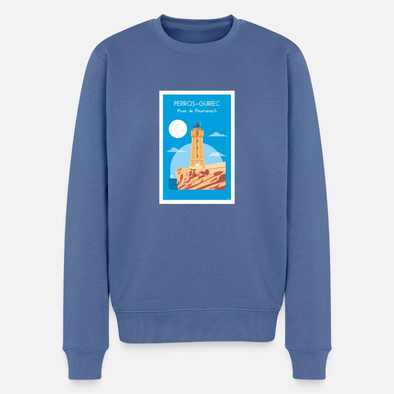 PHARE DE PLOUMANAC’H - Pull Premium bio Homme - bleu pigeon