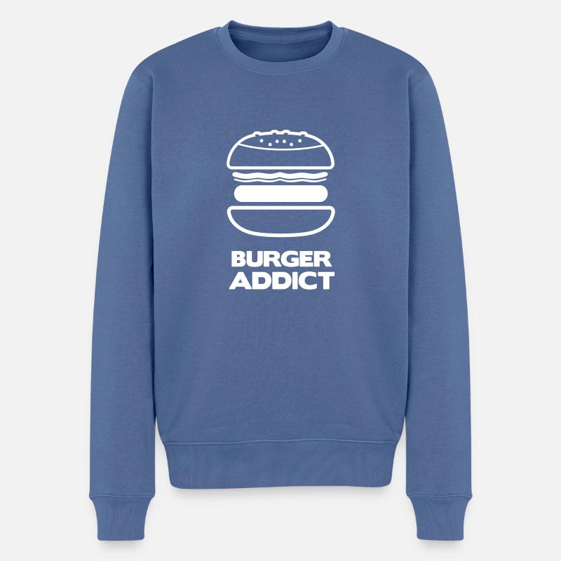 BURGER ADDICT - Pull Premium bio Homme - bleu pigeon