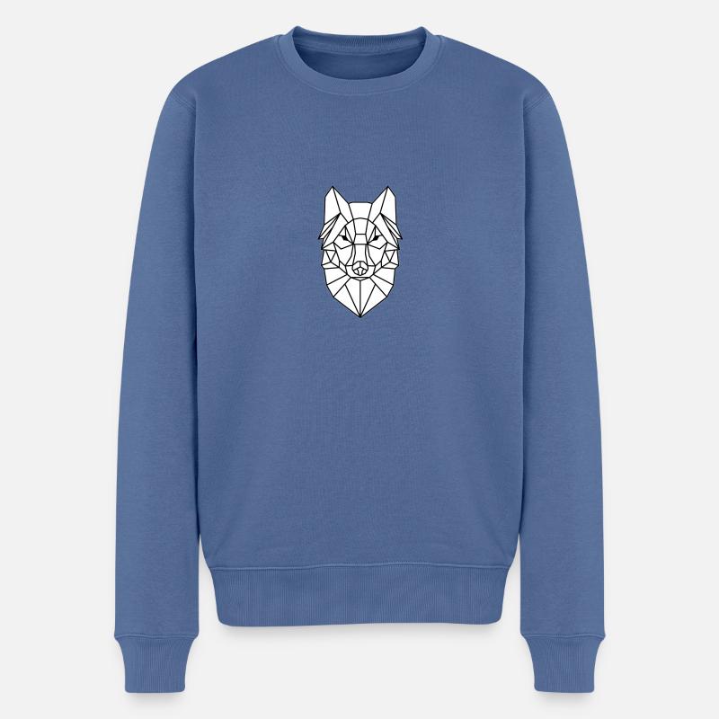 Schlichtes Wolfkopf Design - Männer Premium Bio Pullover - Taubenblau