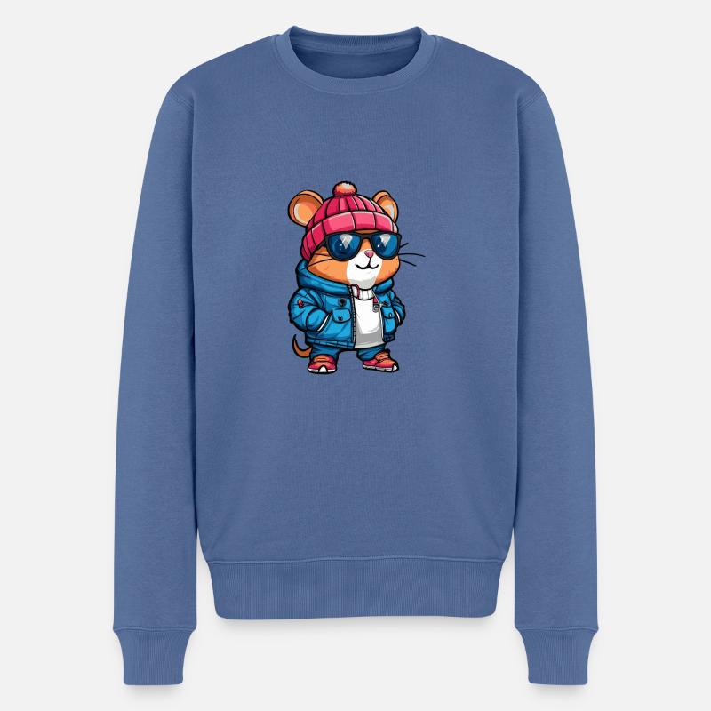 Hamster Hiver - Pull Premium bio Homme - bleu pigeon