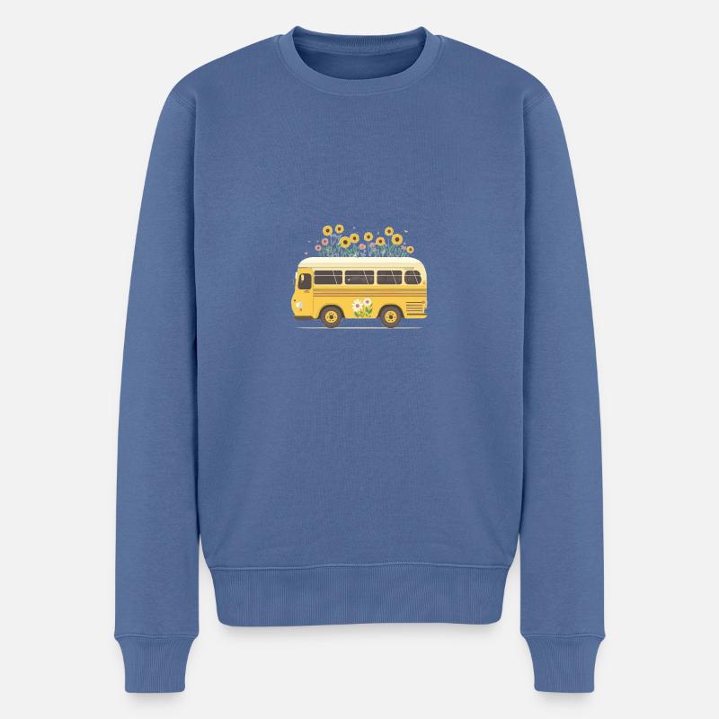 Charmante Bus Reise 5 - Männer Premium Bio Pullover - Taubenblau