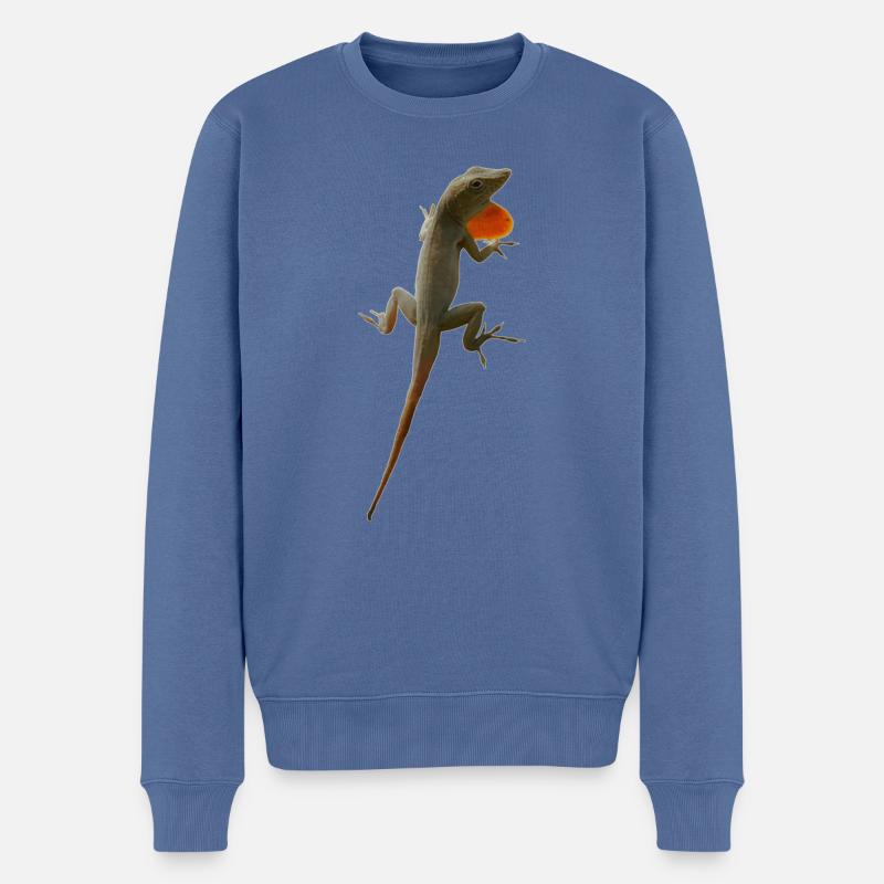 Echsen-Männchen Anolis grahami auf Jamaica - Männer Premium Bio Pullover - Taubenblau