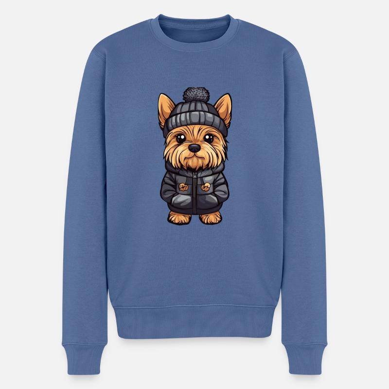Yorkshire Terrier Chien Élégant - Pull Premium bio Homme - bleu pigeon