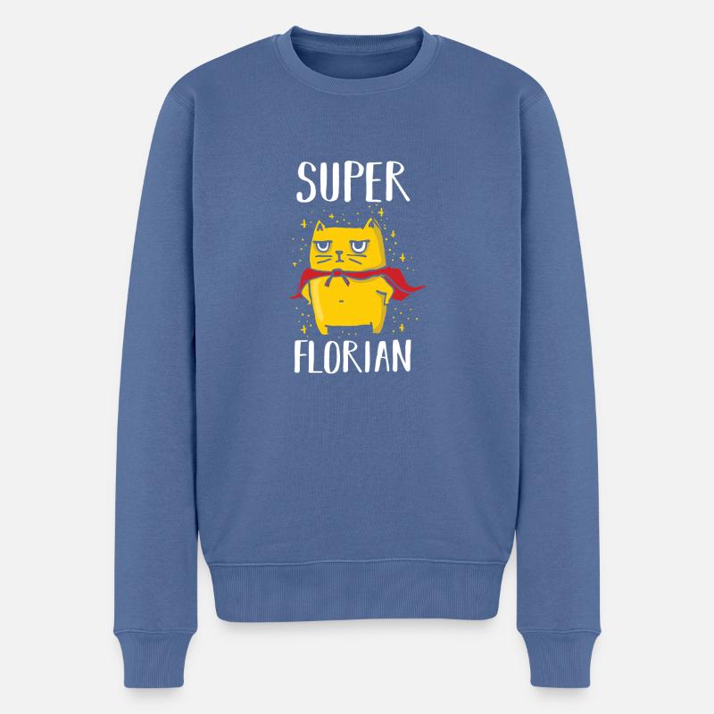 Florian - Männer Premium Bio Pullover - Taubenblau