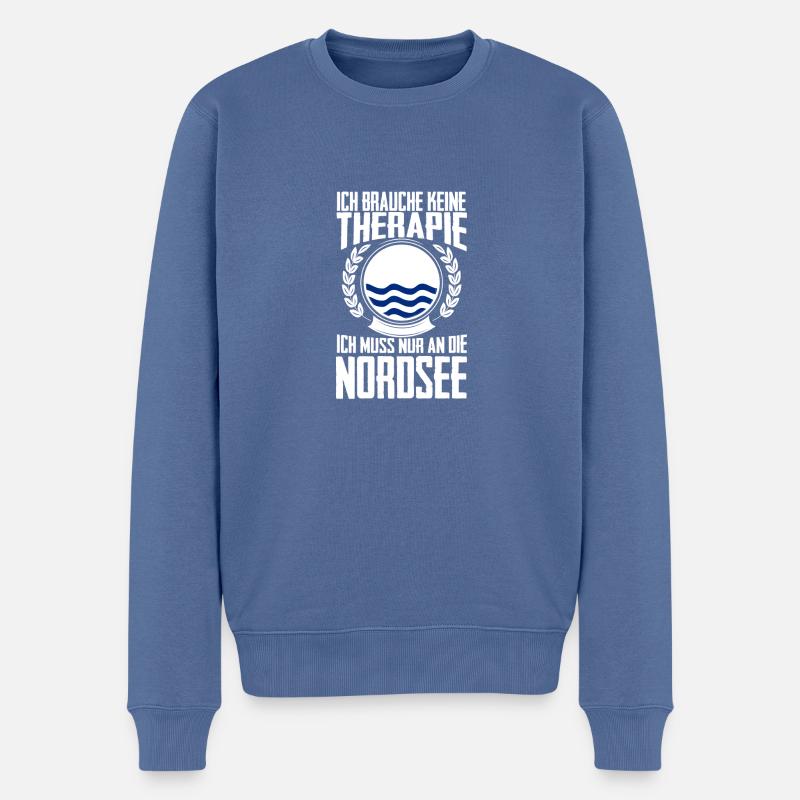 Therapie Nordsee - Männer Premium Bio Pullover - Taubenblau