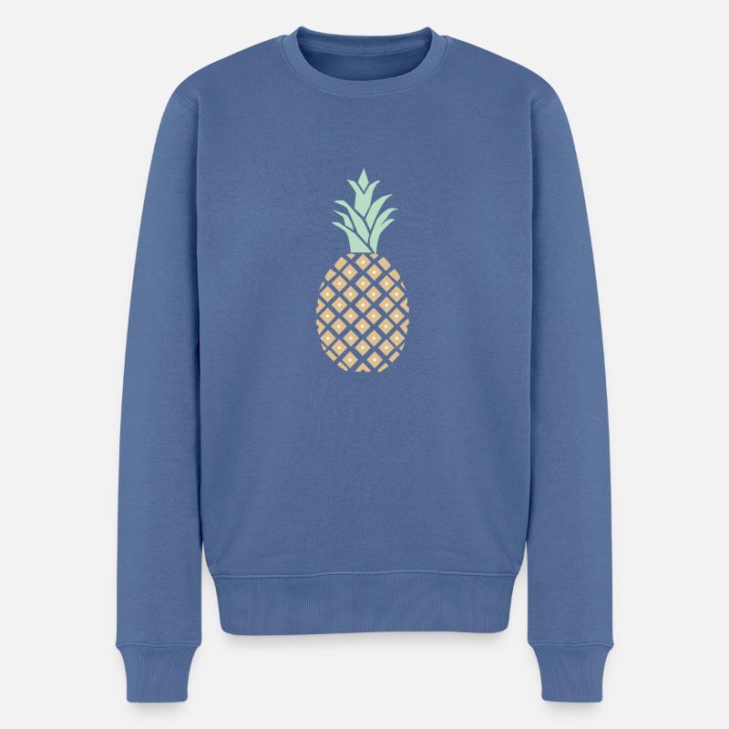 Ananas mit Muster - Männer Premium Bio Pullover - Taubenblau