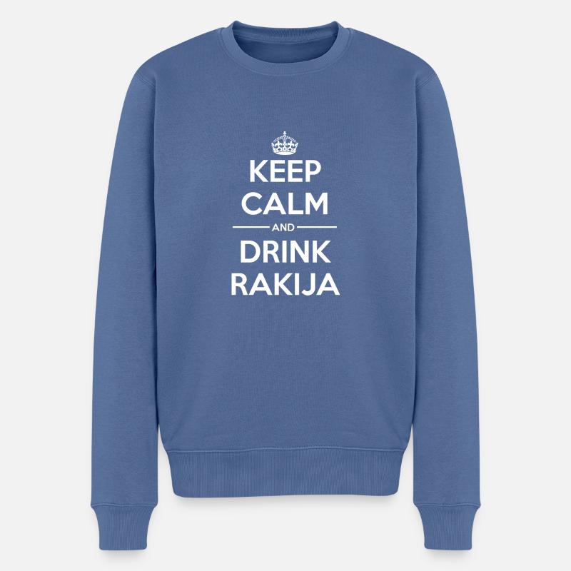 Drinks Keep calm Rakija - Männer Premium Bio Pullover - Taubenblau