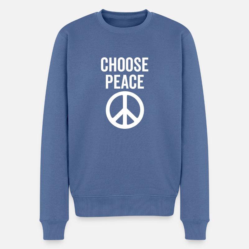 Wählen Sie Peace - Männer Premium Bio Pullover - Taubenblau