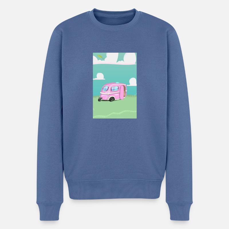 Pink Caravan Karikatur - Männer Premium Bio Pullover - Taubenblau
