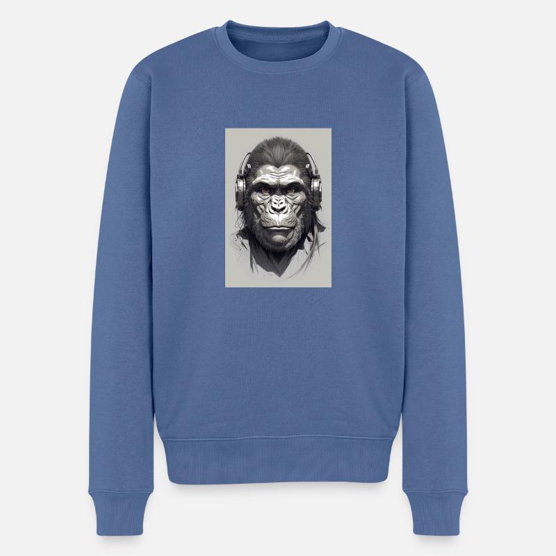 Gorilla Musik - Männer Premium Bio Pullover - Taubenblau