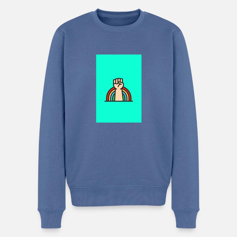 One love pride - Männer Premium Bio Pullover - Taubenblau
