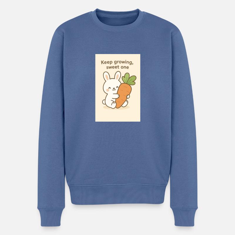 Kawaii Hase mit Riesenkarotte - Männer Premium Bio Pullover - Taubenblau