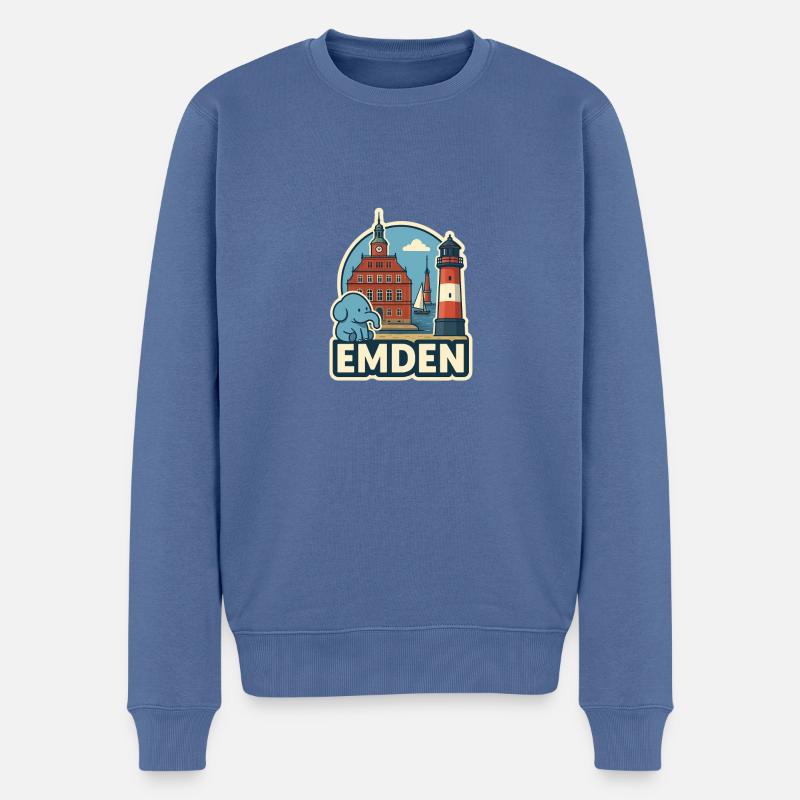 Emden - Männer Premium Bio Pullover - Taubenblau