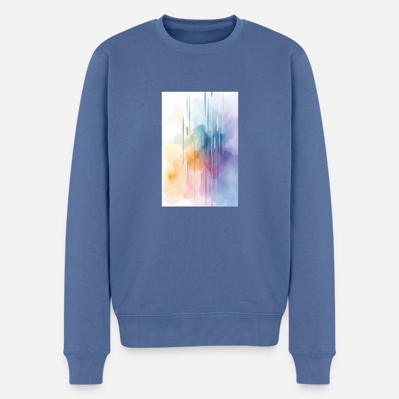 Wasserfarben abstrakt, Aquarell-Kunst farbig - Männer Premium Bio Pullover - Taubenblau