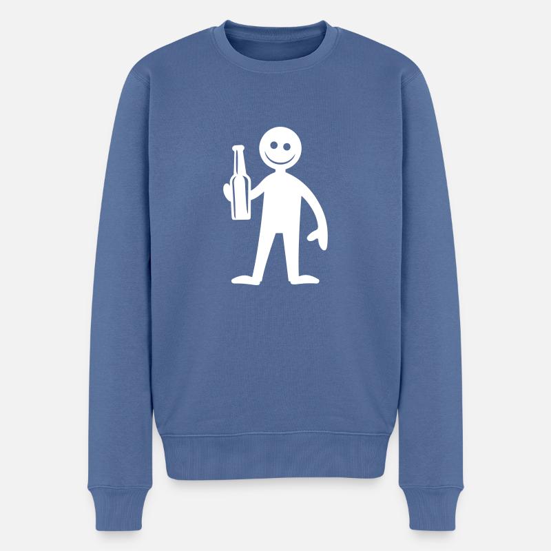 Strichmännchen Party Bier - Männer Premium Bio Pullover - Taubenblau