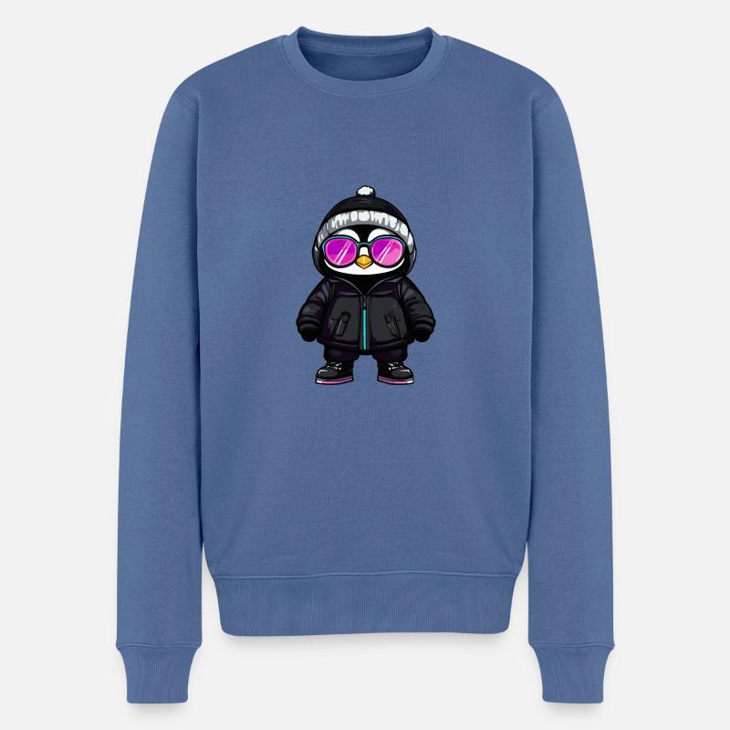 Pinguin Winter - Männer Premium Bio Pullover - Taubenblau