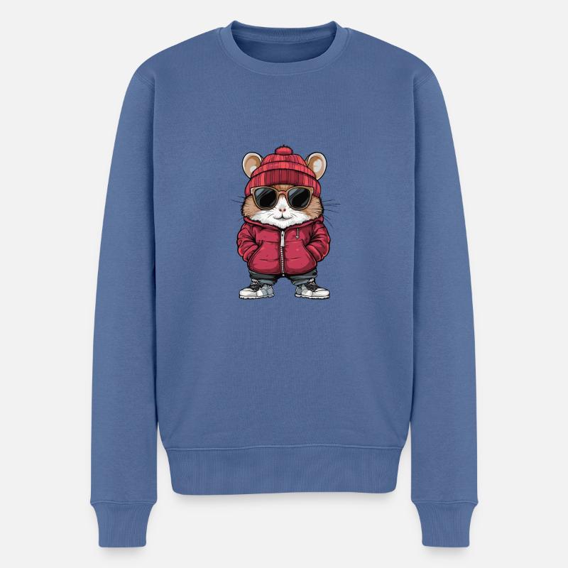 Hamster Winter Comic - Männer Premium Bio Pullover - Taubenblau
