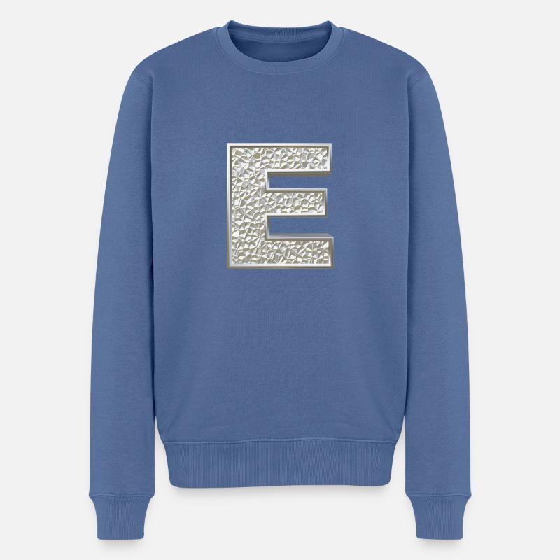 E, letter, letter E, initial, initial E, monogram, - Männer Premium Bio Pullover - Taubenblau