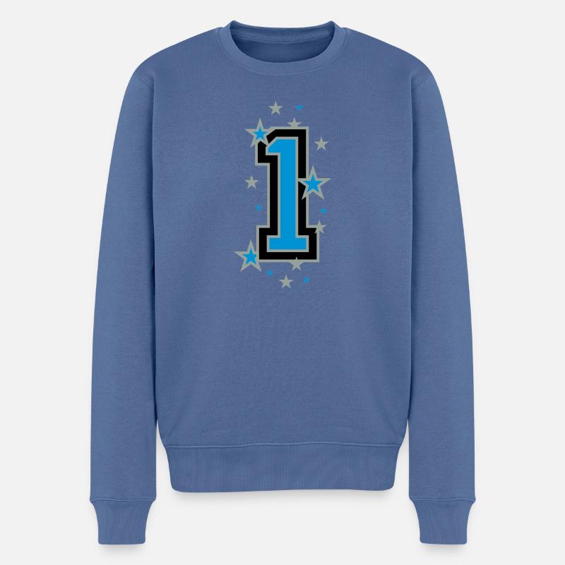 Nummer Eins 1 - Männer Premium Bio Pullover - Taubenblau