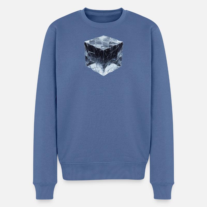 Eiswürfel im Polygon-Stil - Männer Premium Bio Pullover - Taubenblau