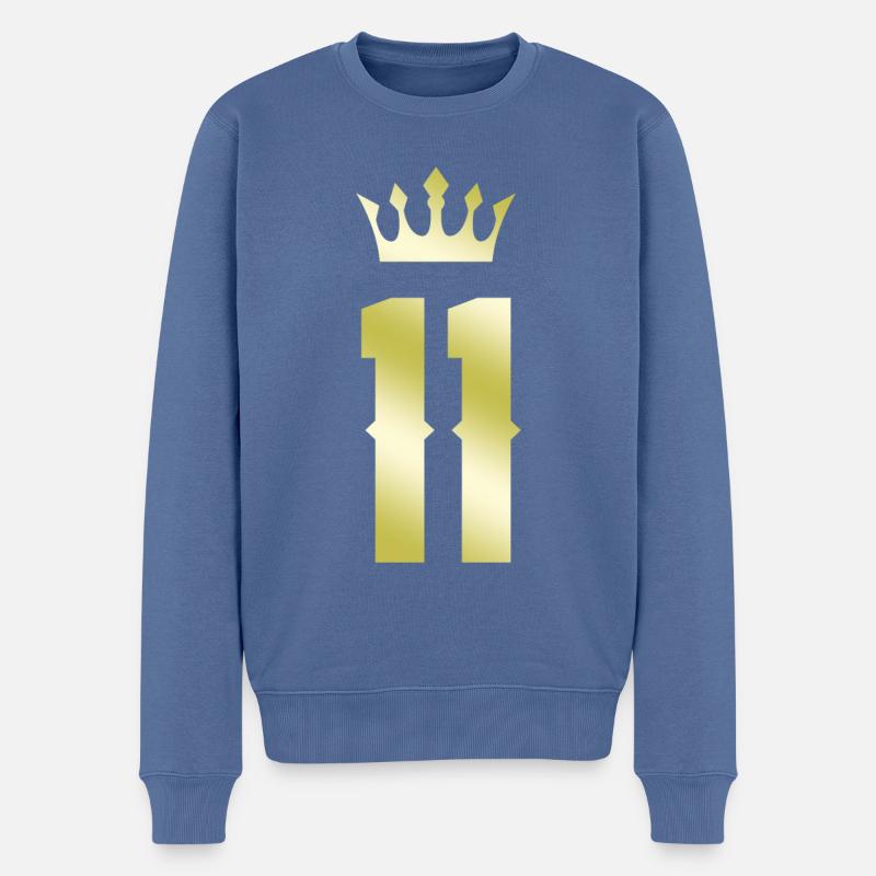 11 Couronne numérique - Pull Premium bio Homme - bleu pigeon
