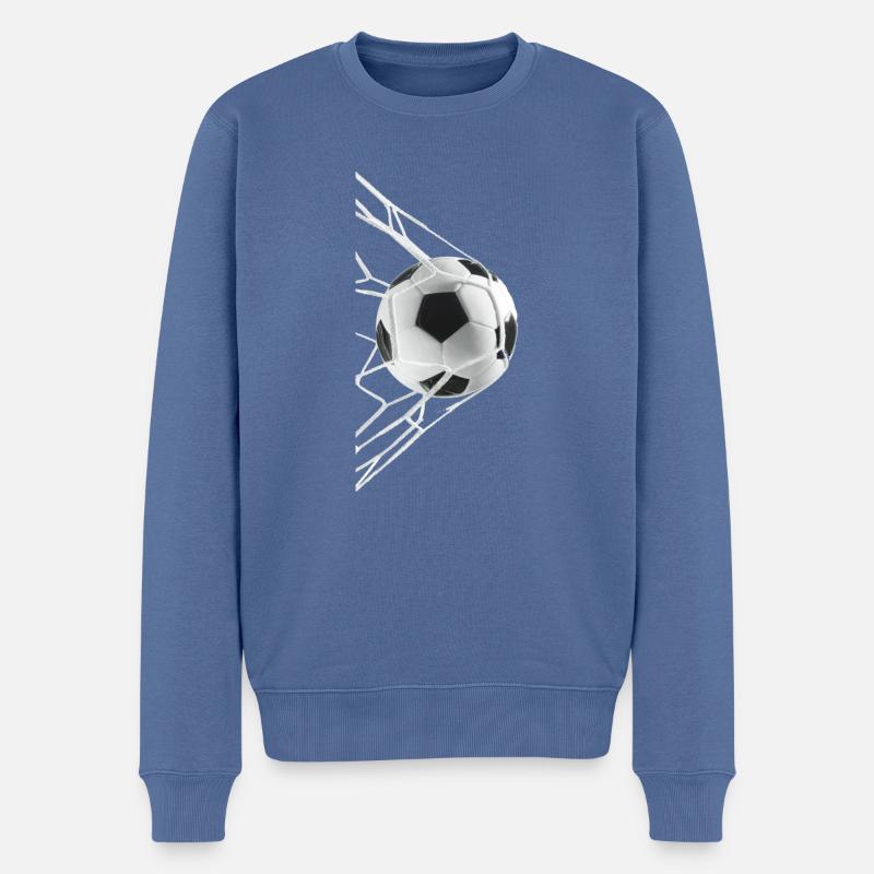 Fodbold - Økologisk premium-sweatshirt til mænd - dueblå