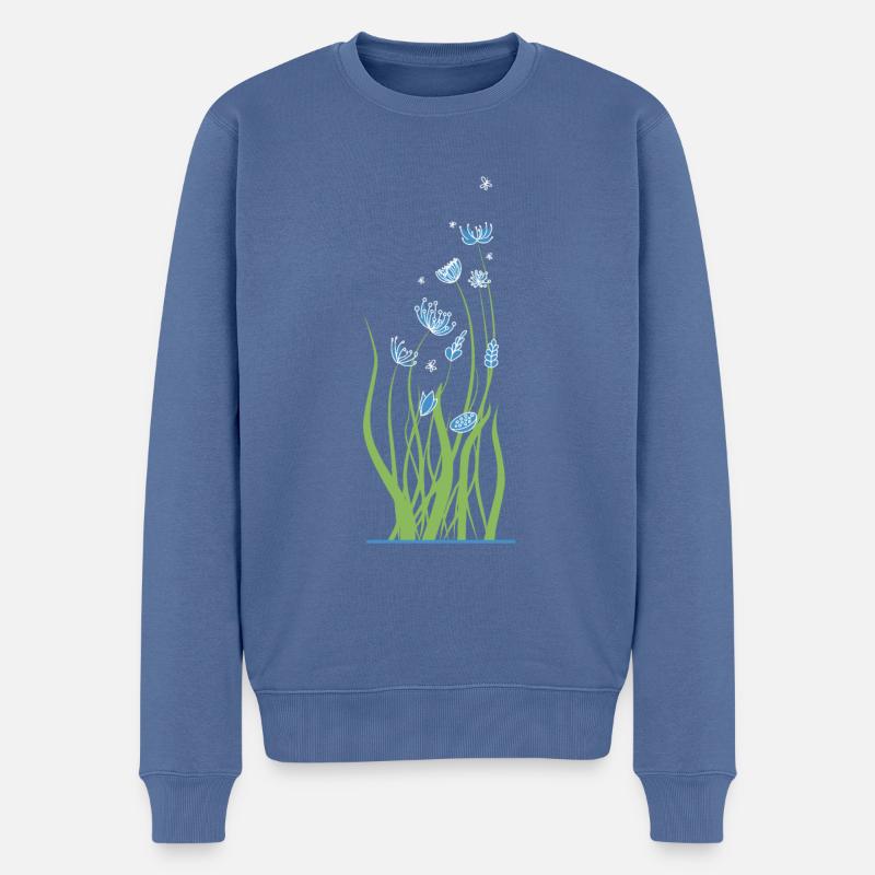 Cocktail floral - Pull Premium bio Homme - bleu pigeon