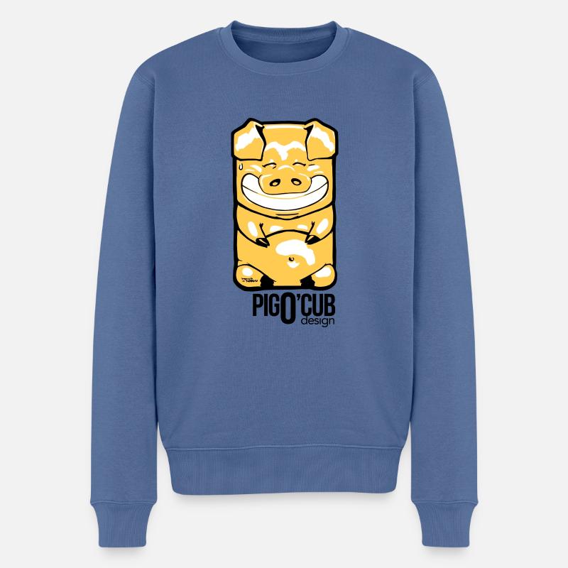 PigOcub-By DarKy-01z - Pull Premium bio Homme - bleu pigeon