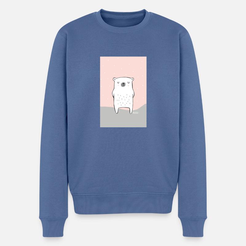 Eisbären Untersetzer - Männer Premium Bio Pullover - Taubenblau