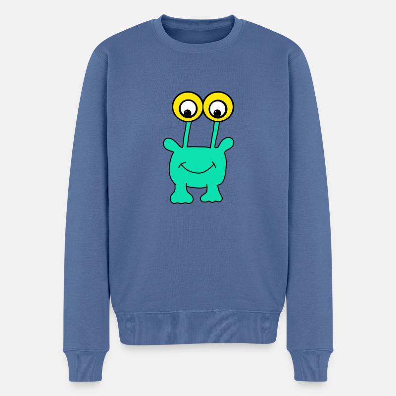 Funny Monster - Männer Premium Bio Pullover - Taubenblau
