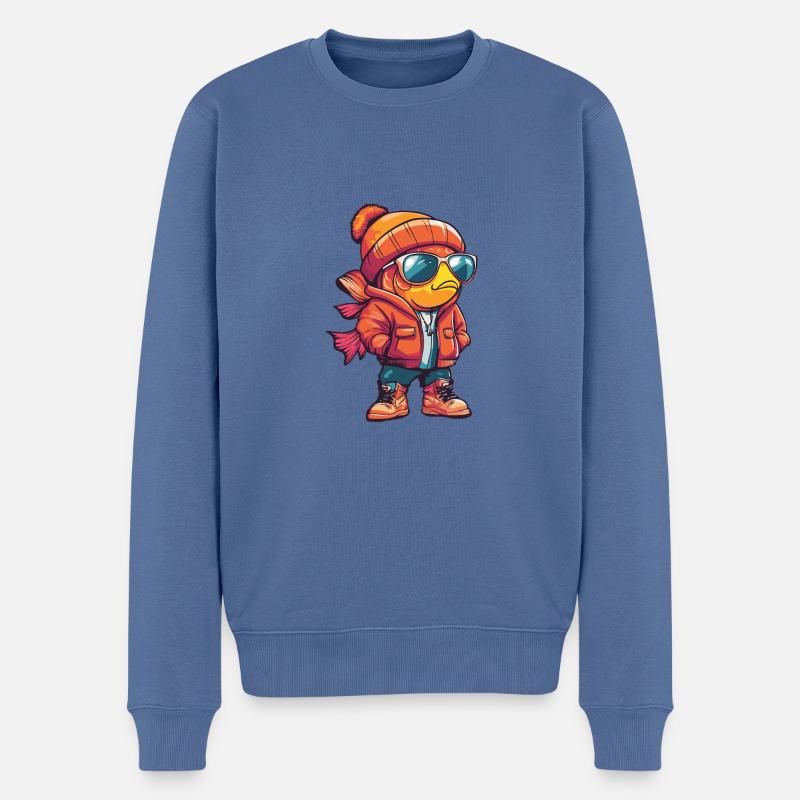 Bande dessinée d’hiver poisson rouge - Pull Premium bio Homme - bleu pigeon