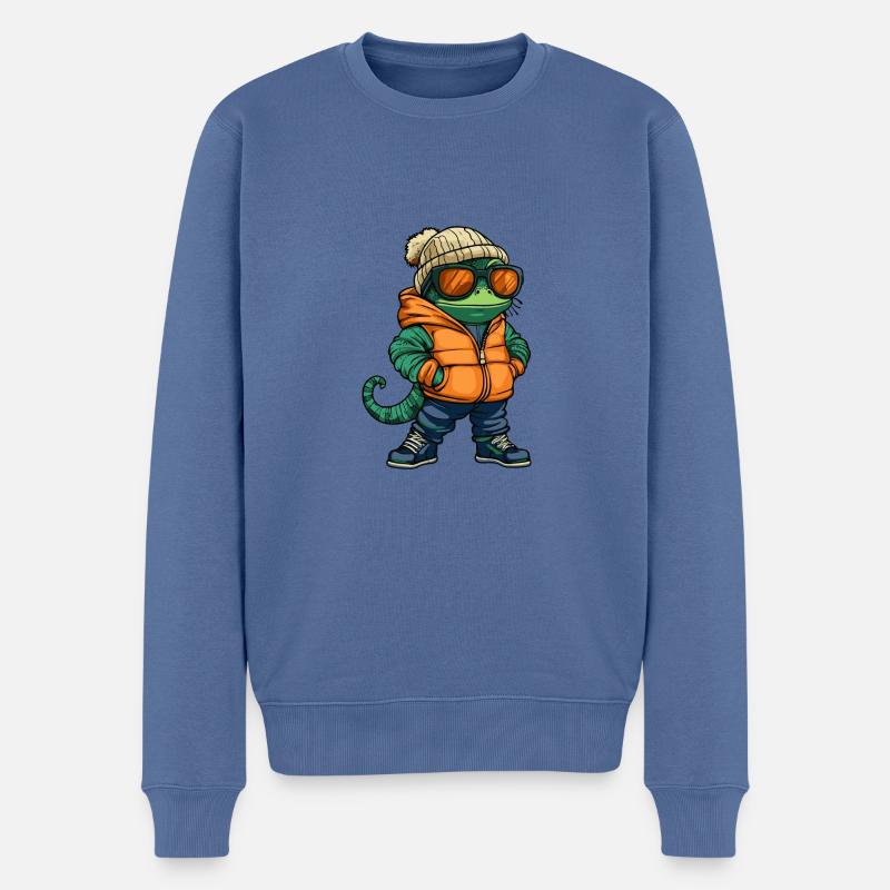 Chameleon Winter Comic - Männer Premium Bio Pullover - Taubenblau