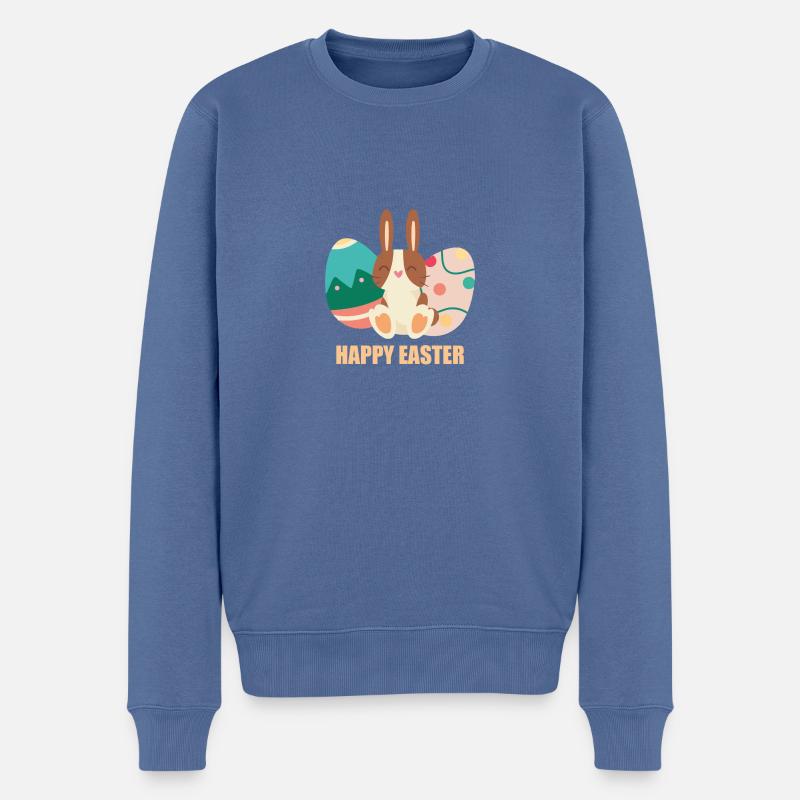 Ostern Geschenk Happy Easter - Männer Premium Bio Pullover - Taubenblau