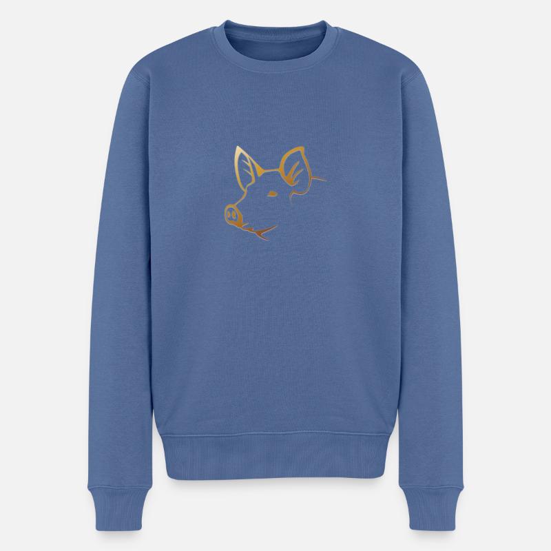 Schwein - Männer Premium Bio Pullover - Taubenblau