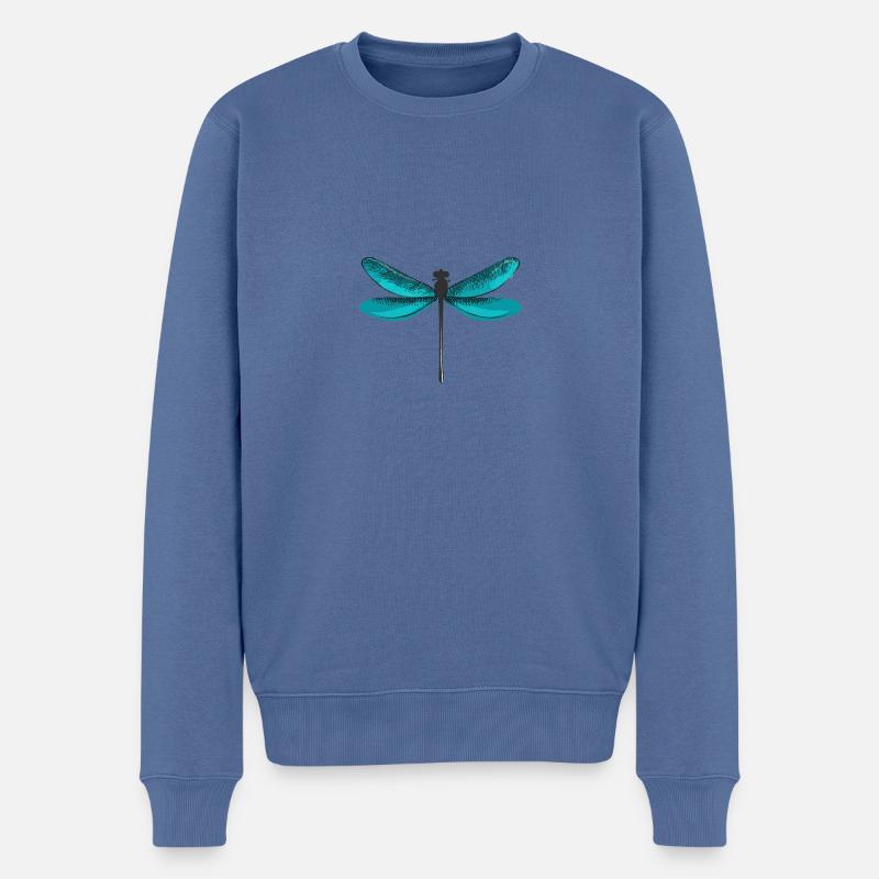 Libelle - Männer Premium Bio Pullover - Taubenblau