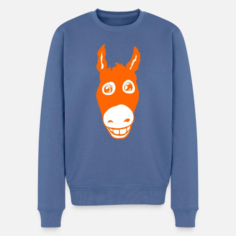 Orange âne souriant - Pull Premium bio Homme - bleu pigeon