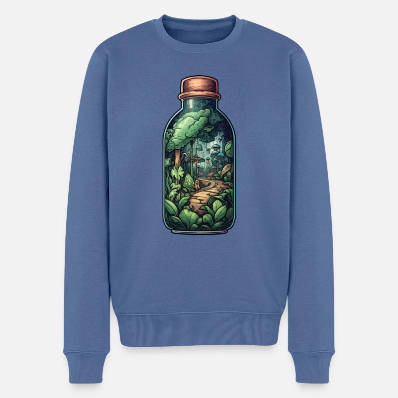 Dschungel Flasche Zeichnung - Männer Premium Bio Pullover - Taubenblau