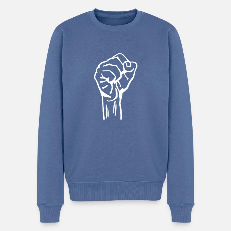 Geballte Faust - Männer Premium Bio Pullover - Taubenblau