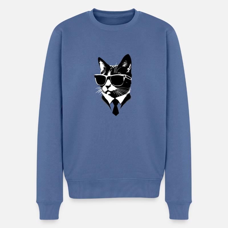 Coole Katze mit Sonnenbrille Mr Black Cool Cat - Männer Premium Bio Pullover - Taubenblau